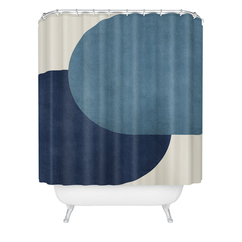 MoonlightPrint Halfmoon Colorblock Blue Shower Curtain