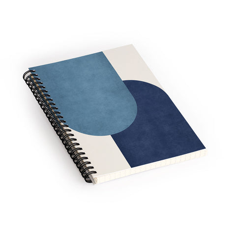 MoonlightPrint Halfmoon Colorblock Blue Spiral Notebook