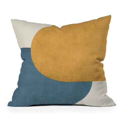 MoonlightPrint Halfmoon Colorblock Gold Blue Outdoor Throw Pillow