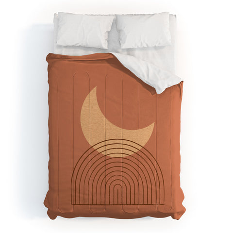 MoonlightPrint Moon Mountain Terra Orange Comforter
