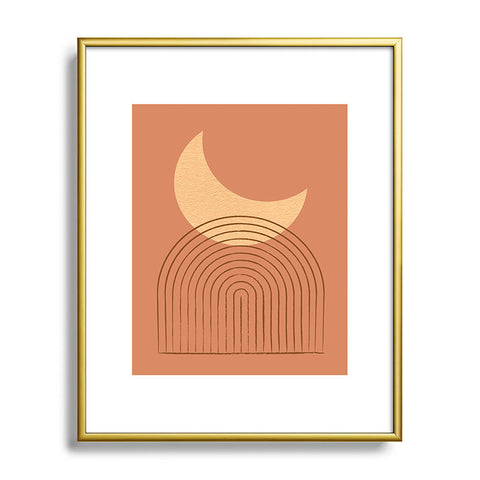 MoonlightPrint Moon Mountain Terra Orange Metal Framed Art Print