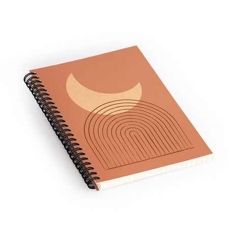 MoonlightPrint Moon Mountain Terra Orange Spiral Notebook