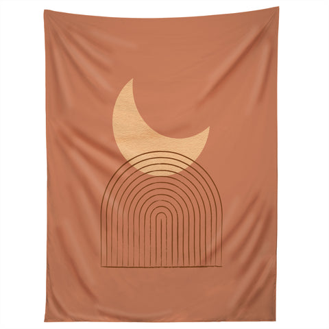 MoonlightPrint Moon Mountain Terra Orange Tapestry