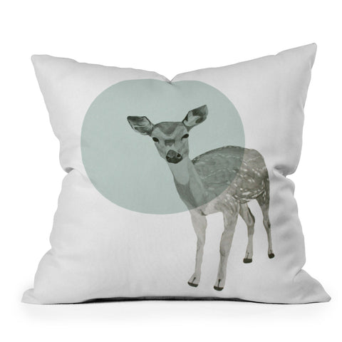 Morgan Kendall aqua deer Outdoor Throw Pillow