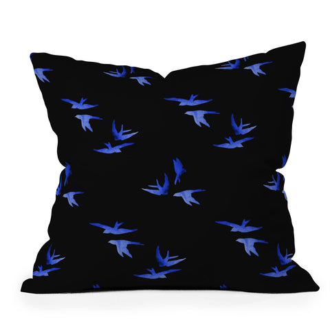Morgan Kendall blue birds Outdoor Throw Pillow