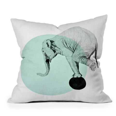 Morgan Kendall blue elephant Outdoor Throw Pillow