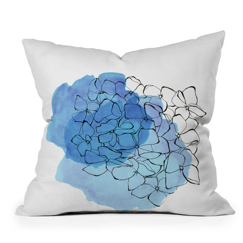Morgan Kendall blue hydrangea Outdoor Throw Pillow