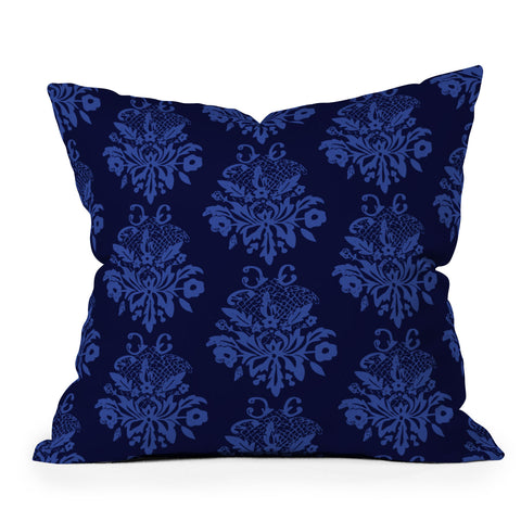 Morgan Kendall blue lace Outdoor Throw Pillow
