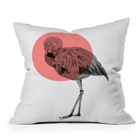 Morgan Kendall coral flamingo Outdoor Throw Pillow