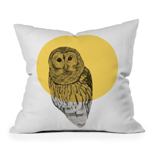 Morgan Kendall Gold Owl Outdoor Throw Pillow