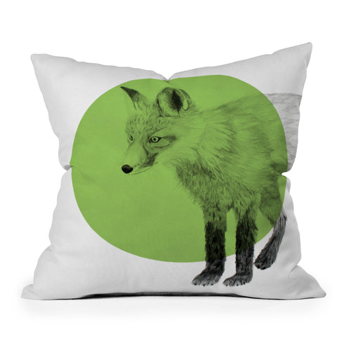 Morgan Kendall green fox Outdoor Throw Pillow