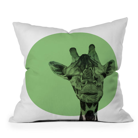 Morgan Kendall green giraffe Outdoor Throw Pillow