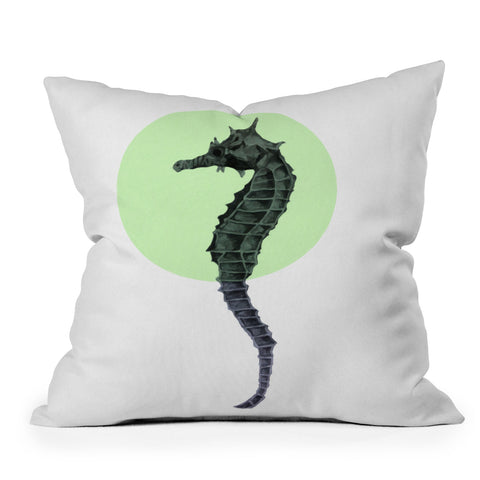 Morgan Kendall green seahorse Outdoor Throw Pillow