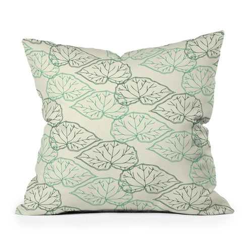 Morgan Kendall mint green leaves Outdoor Throw Pillow