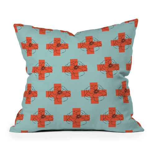 Morgan Kendall orange cross Outdoor Throw Pillow
