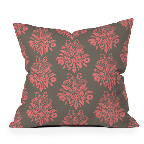Morgan Kendall pink lace Outdoor Throw Pillow