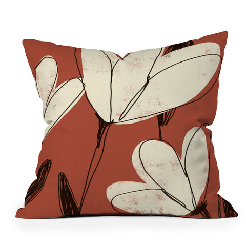 Morgan Kendall sketched flower field Outdoor Throw Pillow