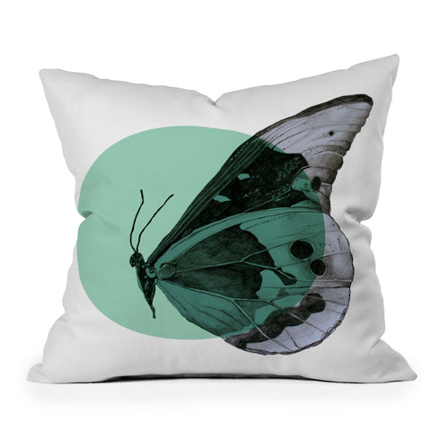 Morgan Kendall turquiose butterfly Outdoor Throw Pillow