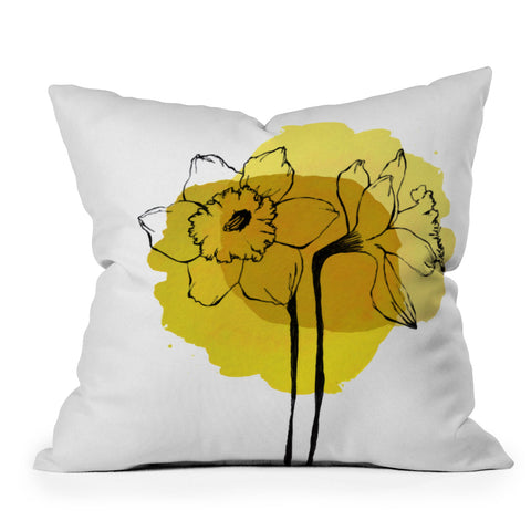Morgan Kendall yellow daffodils Outdoor Throw Pillow