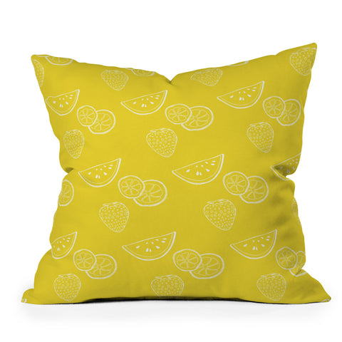 Morgan Kendall yellow summer fruit Outdoor Throw Pillow