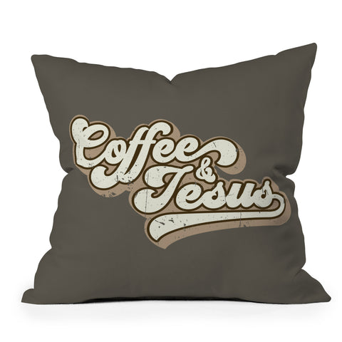 move-mtns Coffee and Jesus Outdoor Throw Pillow
