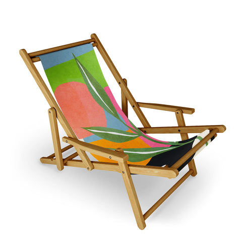 Nadja Minimal Modern Abstract Leaves Sling Chair