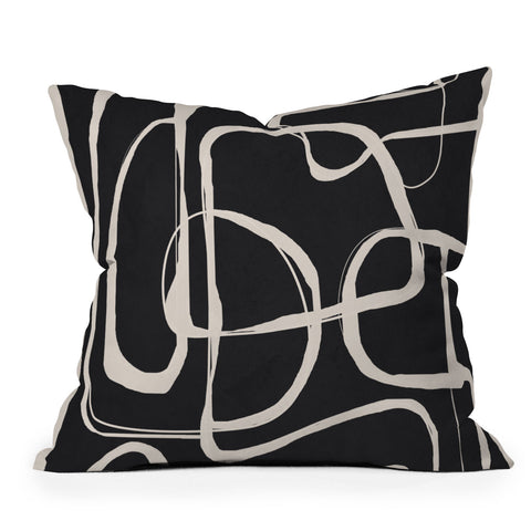Nadja Modern Minimalist One Line Art Outdoor Throw Pillow