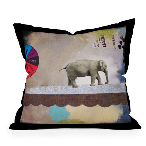 Natalie Baca Abstract Circus Elephant Outdoor Throw Pillow