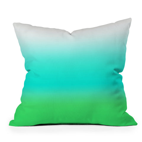 Natalie Baca Aquamarine Ombre Outdoor Throw Pillow