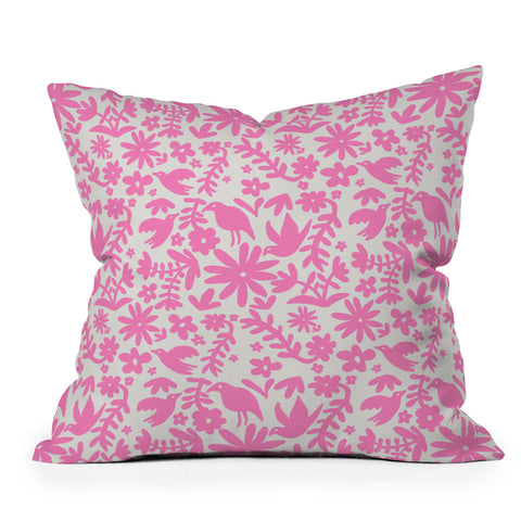 Natalie Baca Otomi Party Pink Outdoor Throw Pillow