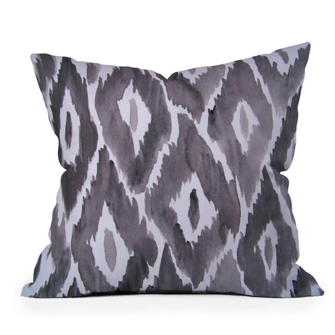 Natalie Baca Painterly Ikat in Black Outdoor Throw Pillow