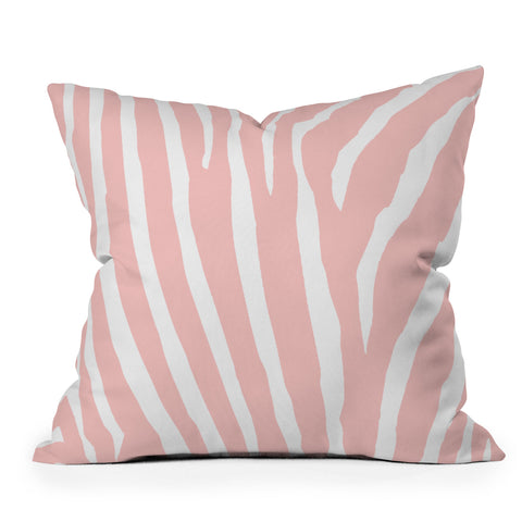 Natalie Baca Zebra Stripes Rose Quartz Outdoor Throw Pillow