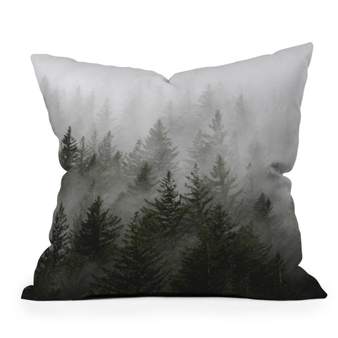 Nature Magick Foggy Fir Forest Fantasy Outdoor Throw Pillow