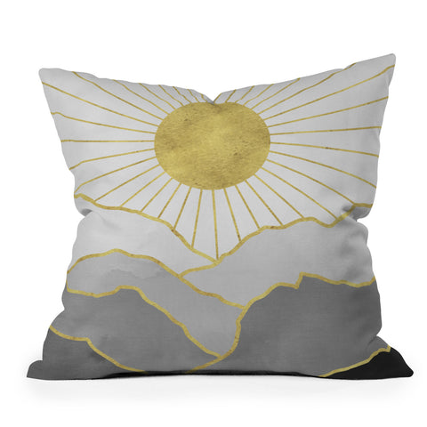 Nature Magick Gold Mountain Sunrise Outdoor Throw Pillow
