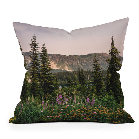 Nature Magick Mount Rainier Wildflower Adventure National Park Wanderlust Outdoor Throw Pillow