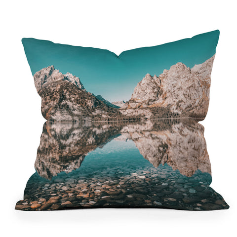 Nature Magick Teal Teton National Park Lake Outdoor Throw Pillow