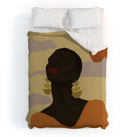 nawaalillustrations Head in Space Duvet Cover