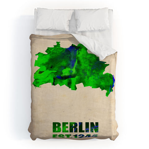 Naxart Berlin Watercolor Map Duvet Cover