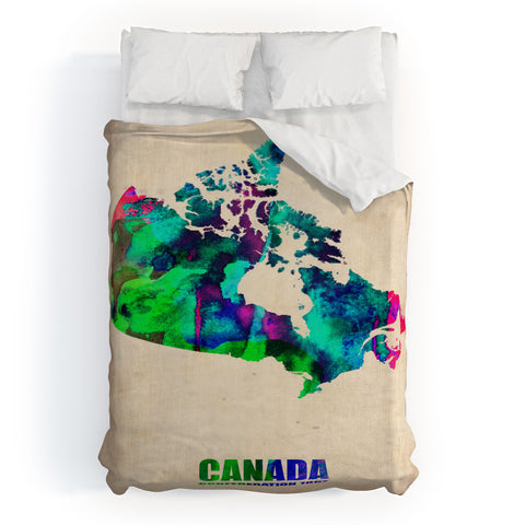 Naxart Canada Watercolor Map Duvet Cover