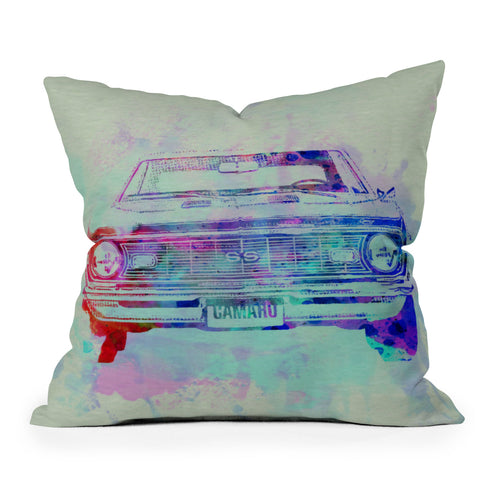 Naxart Chevy Camaro Watercolor 2 Outdoor Throw Pillow