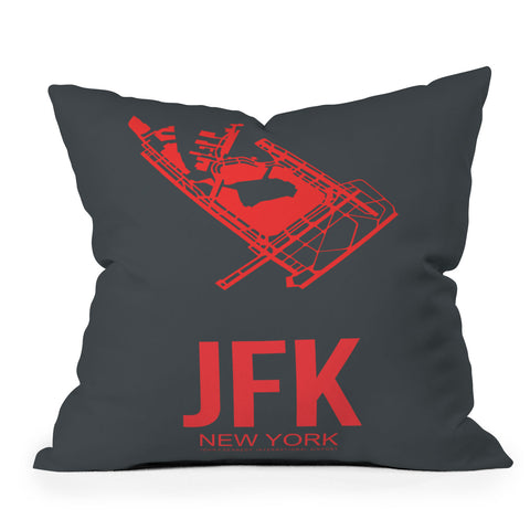 Naxart JFK New York Poster 2 Outdoor Throw Pillow