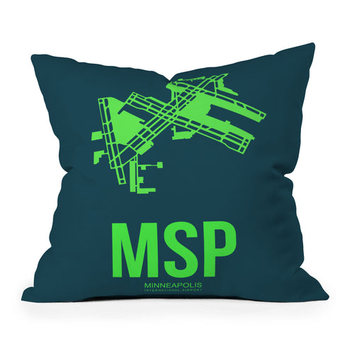 Naxart MSP Minneapolis Poster 2 Outdoor Throw Pillow