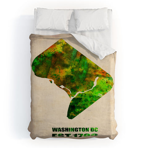 Naxart Washington DC Watercolor Map Duvet Cover