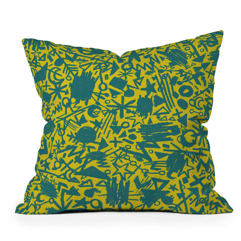 Nick Nelson Gold Synapses Outdoor Throw Pillow