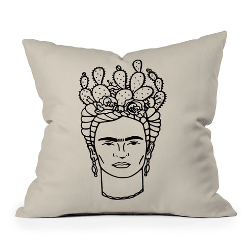 Nick Quintero Frida Cactus Outdoor Throw Pillow