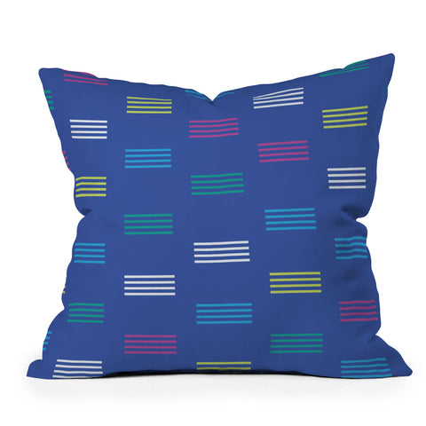 Nick Quintero Retro Color Hash Pattern Outdoor Throw Pillow