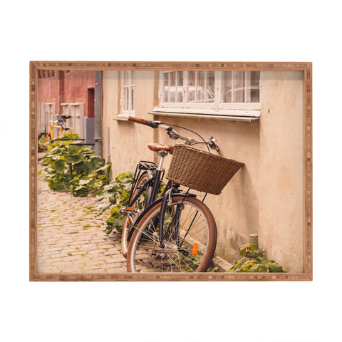 Ninasclicks A bicycle in a Copenhagen street Rectangular Tray