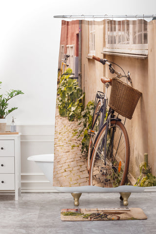 Ninasclicks A bicycle in a Copenhagen street Shower Curtain And Mat