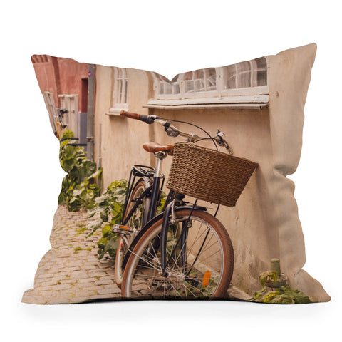 Ninasclicks A bicycle in a Copenhagen street Throw Pillow