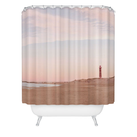 Ninasclicks The beach and the lighthouse Shower Curtain